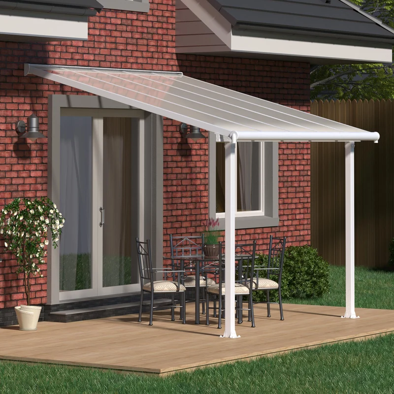 Pergola Olympia 300 x 307 cm – Blanc, polycarbonate 16 mm, aluminium robuste
