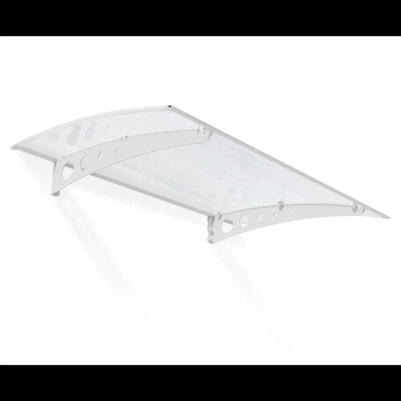 Auvent de porte Lyra 90,5 x 135 cm – Blanc, polycarbonate double paroi 6 mm, aluminium & acier
