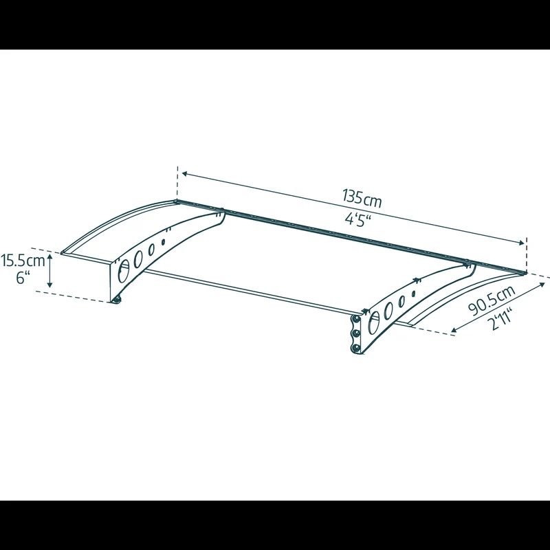 Auvent de porte Lyra 90,5 x 135 cm – Blanc, polycarbonate double paroi 6 mm, aluminium & acier