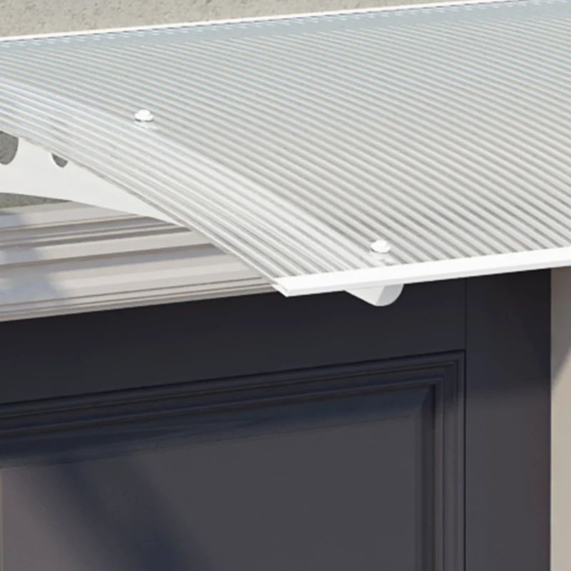 Auvent de porte Lyra 90,5 x 135 cm – Blanc, polycarbonate double paroi 6 mm, aluminium & acier