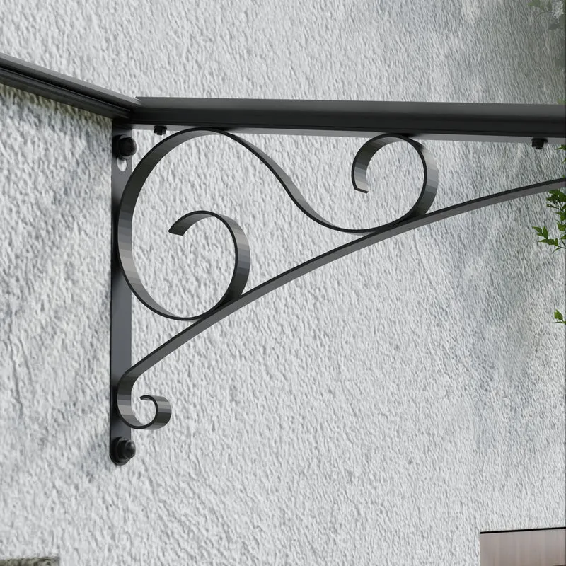 Auvent de porte Venus 135,5 x 88 cm – Gris anthracite, polycarbonate 2 mm, aluminium & acier
