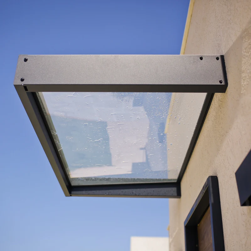 Auvent de porte Sophia 215 x 95 cm gris anthracite – polycarbonate 4 mm, aluminium, anti UV