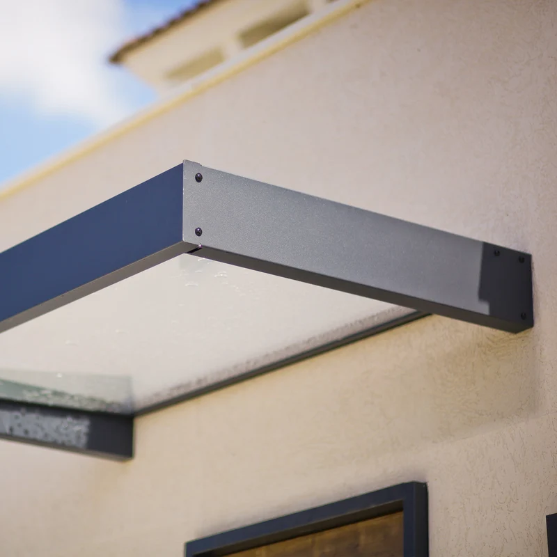 Auvent de porte Sophia 215 x 95 cm gris anthracite – polycarbonate 4 mm, aluminium, anti UV