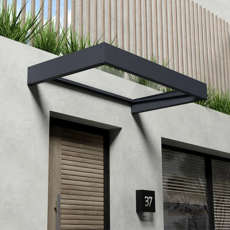 Auvent de porte Sophia 160 x 95 cm gris anthracite – acrylique 4 mm, aluminium, anti UV, sans entretien