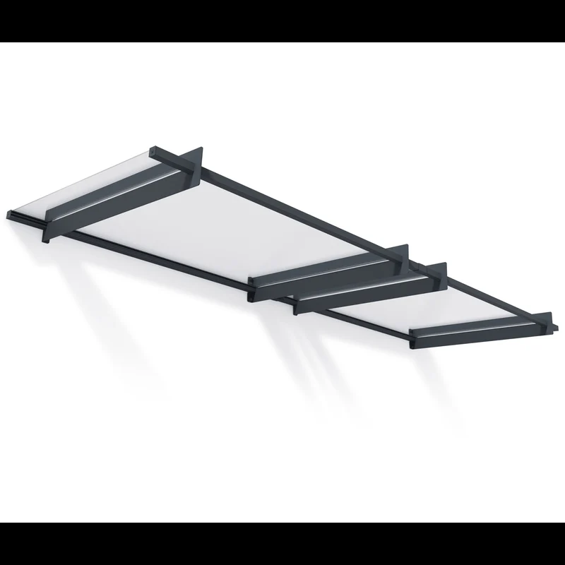 Auvent de porte et porche Nancy 94 x 301 cm – polycarbonate, acier galvanisé, anti UV, gris clair