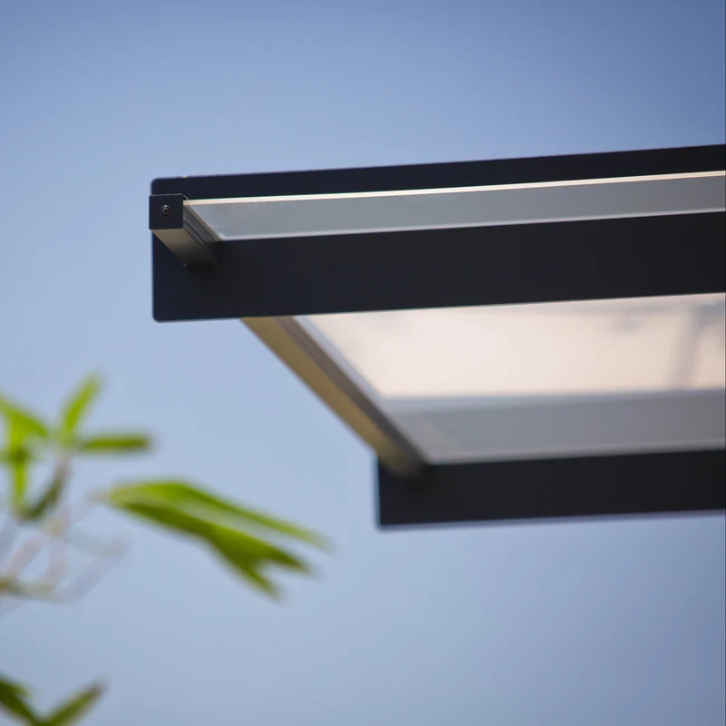 Auvent de porte et porche Nancy 94 x 301 cm – polycarbonate, acier galvanisé, anti UV, gris clair