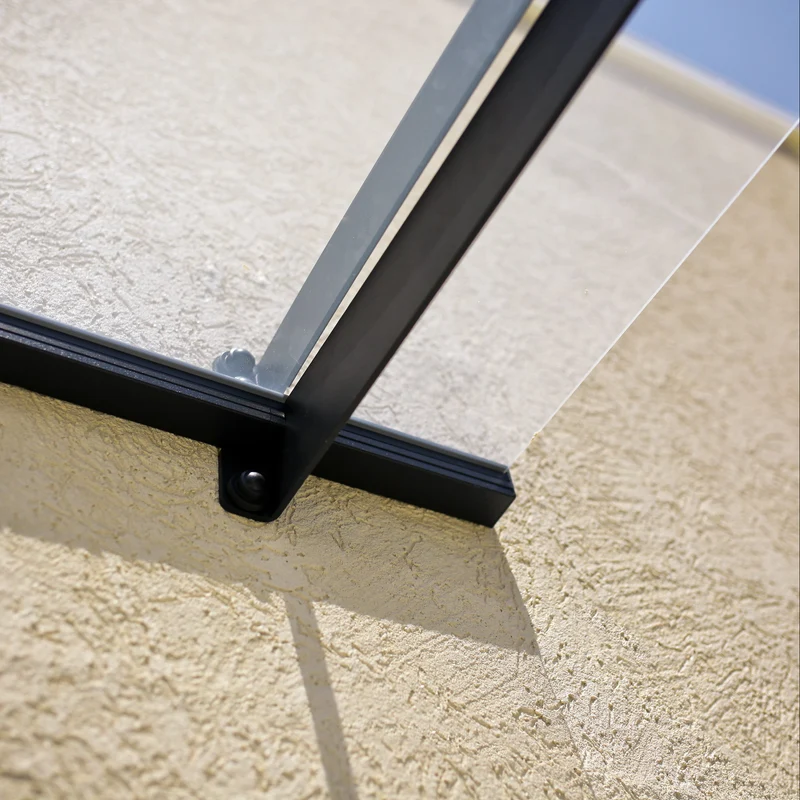 Auvent de porte et porche Nancy 94 x 301 cm – polycarbonate, acier galvanisé, anti UV, gris clair