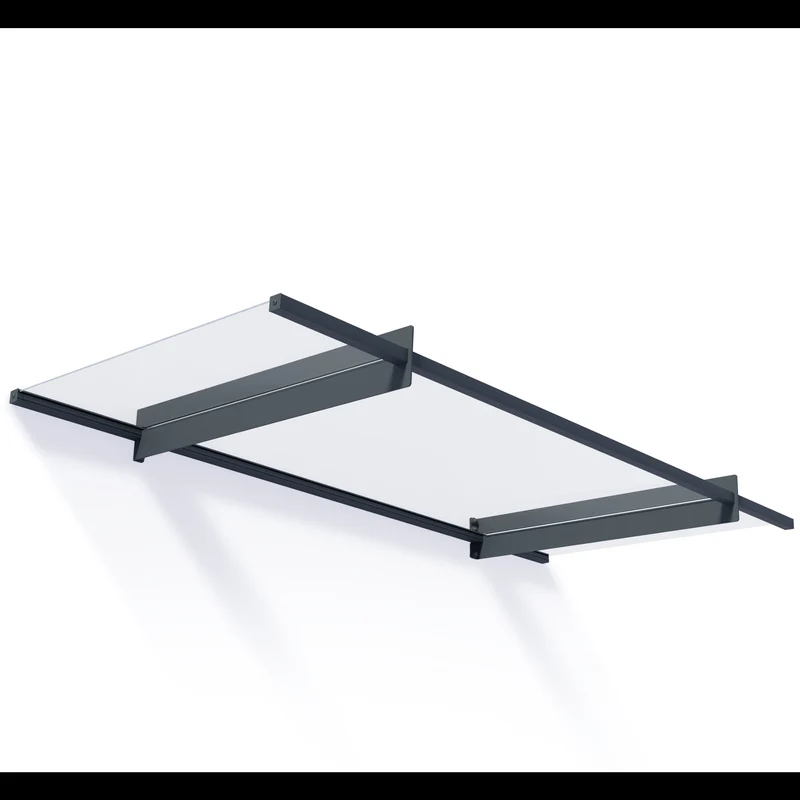 Auvent de porte Nancy 205,5 x 94 cm – polycarbonate 4 mm, aluminium, anti UV, gris clair