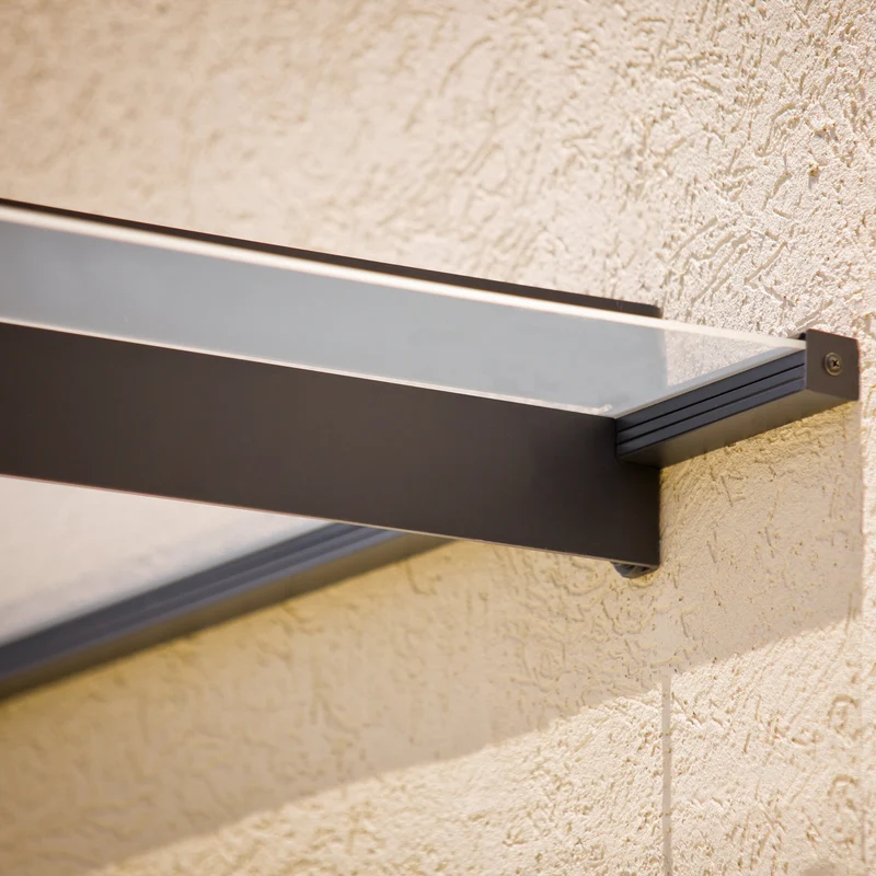 Auvent de porte Nancy 205,5 x 94 cm – polycarbonate 4 mm, aluminium, anti UV, gris clair