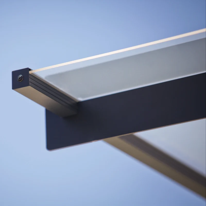 Auvent de porte Nancy 205,5 x 94 cm – polycarbonate 4 mm, aluminium, anti UV, gris clair