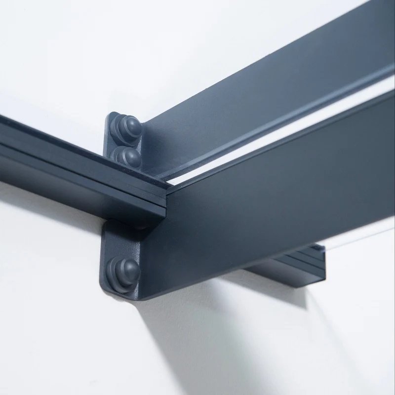 Auvent de porte Nancy 205,5 x 94 cm – polycarbonate 4 mm, aluminium, anti UV, gris clair