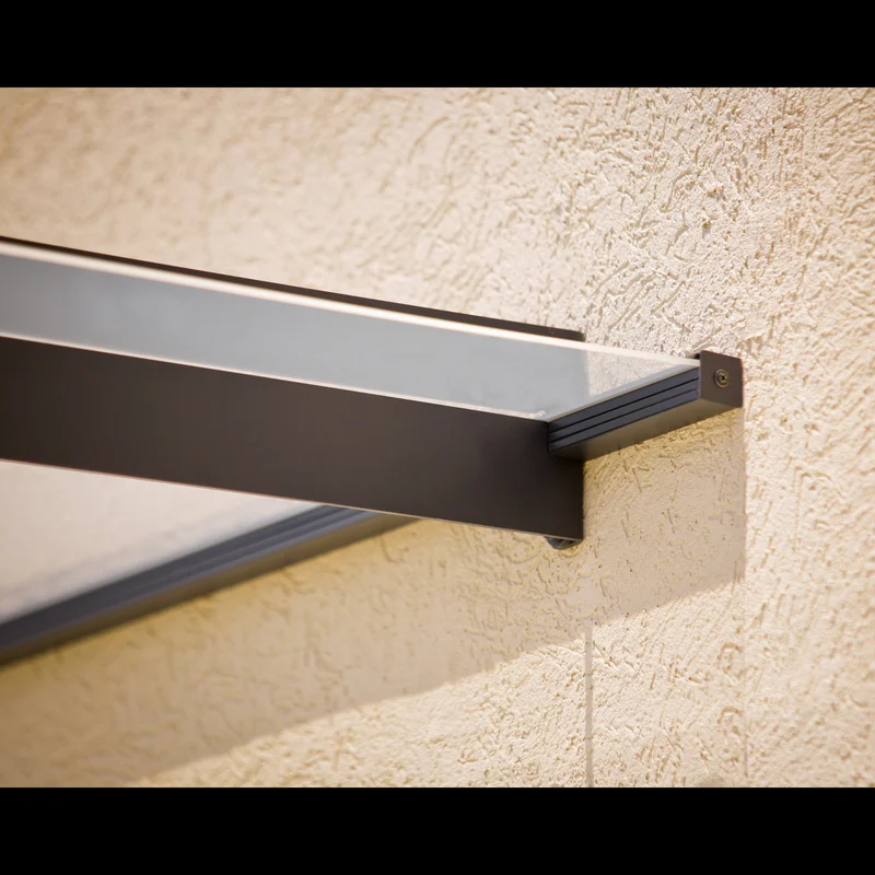 Auvent de porte Nancy 150,5 x 94 cm – polycarbonate 4 mm, aluminium, anti UV, gris clair