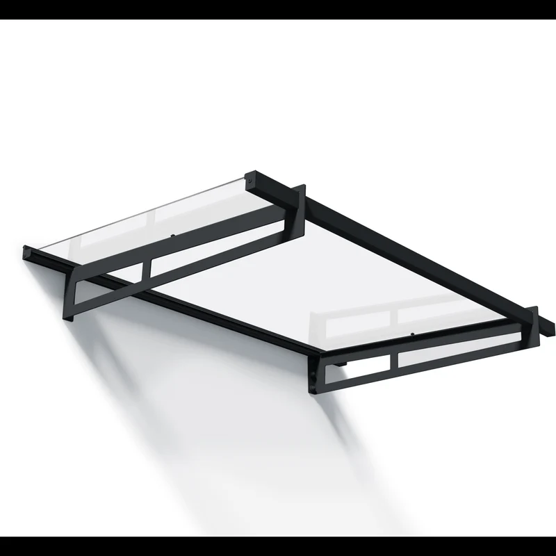 Auvent de porte Bremen 150 x 93 cm – polycarbonate 4 mm, aluminium, anti UV, gris anthracite