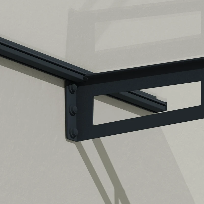 Auvent de porte Bremen 150 x 93 cm – polycarbonate 4 mm, aluminium, anti UV, gris anthracite