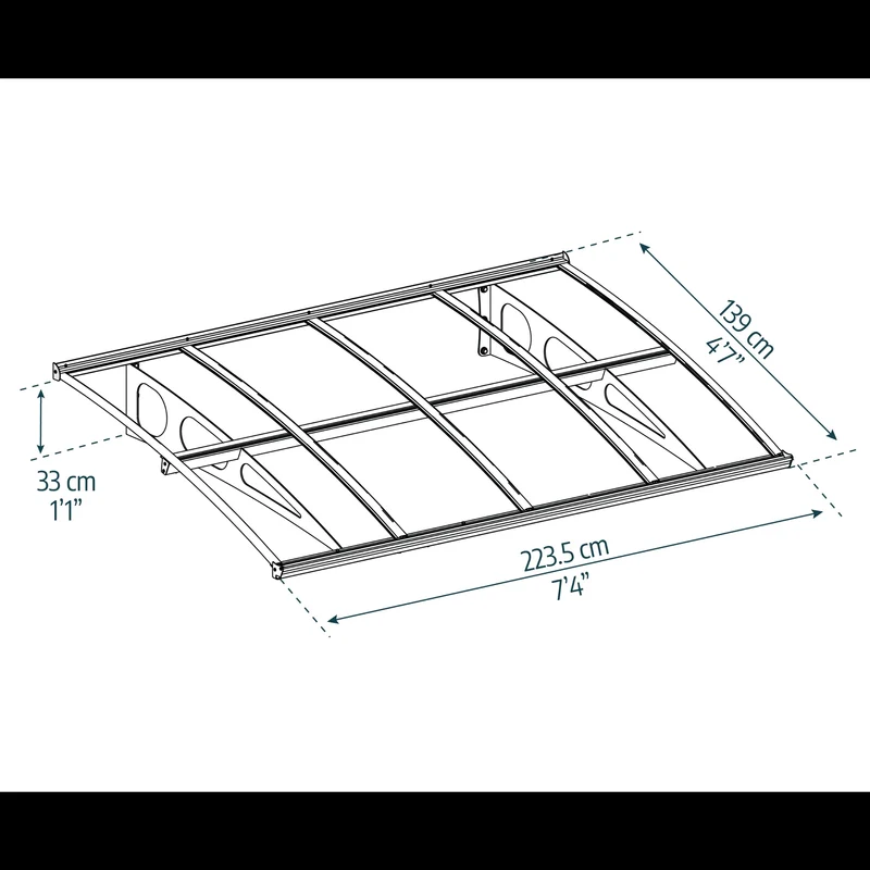 Auvent de porte Bordeaux 150,5 x 91,5 cm – polycarbonate translucide, acier blanc, anti UV, sans entretien