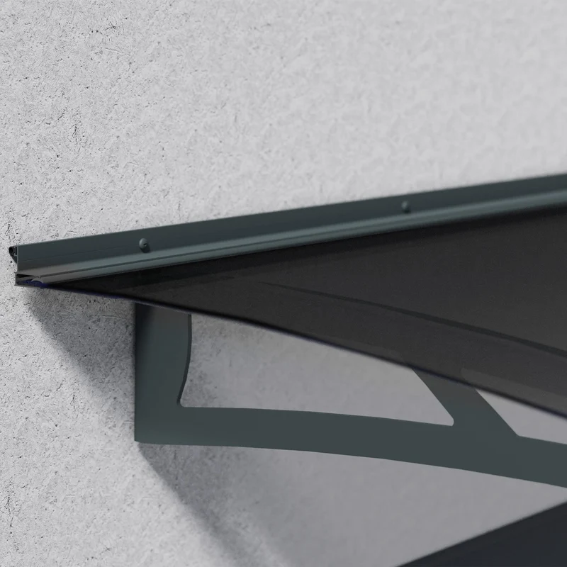Auvent de porte Aquila 150,5 x 91,5 cm – polycarbonate anti UV, aluminium, gris anthracite