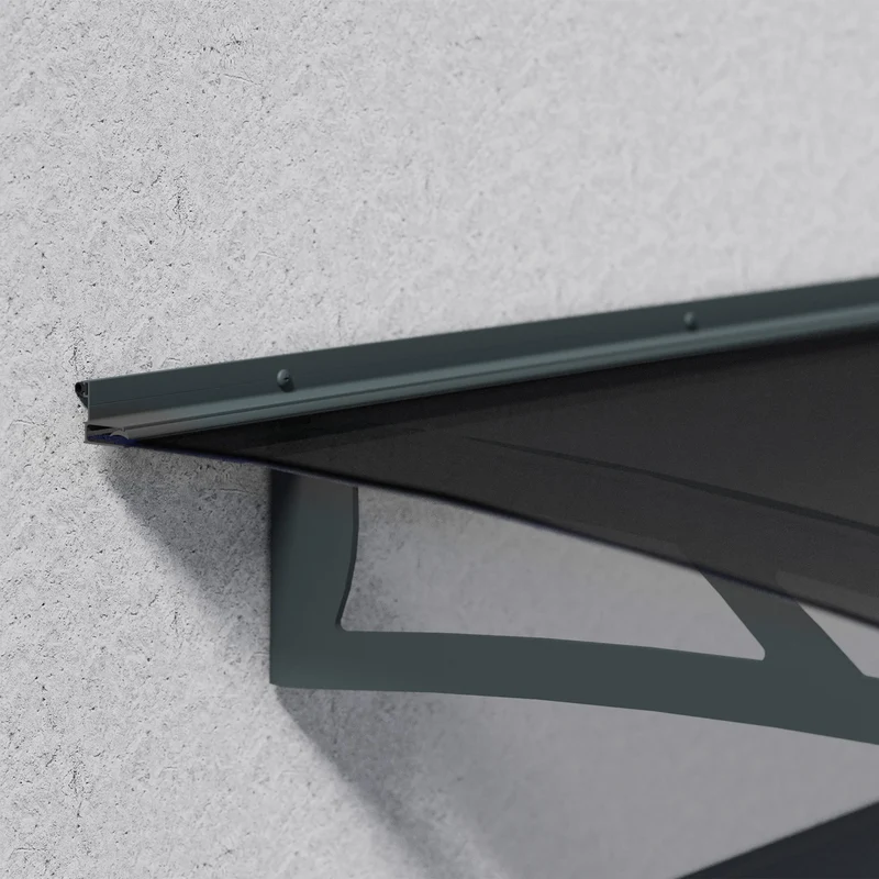Auvent de porte Aquila 150,5 x 91,5 cm – polycarbonate anti UV, aluminium, gris anthracite