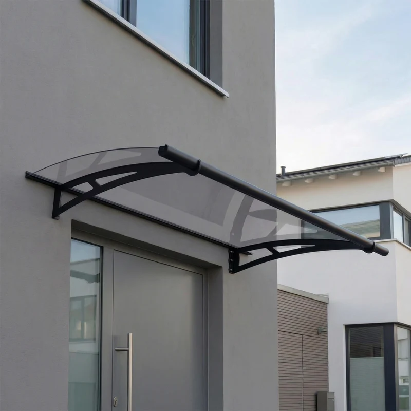 Auvent de porte Aquila 150,5 x 91,5 cm – acrylique 4 mm, aluminium, anti UV, gris anthracite