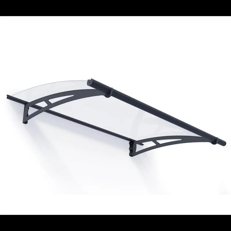 Auvent de porte Aquila 150,5 x 91,5 cm – acrylique 4 mm, aluminium, anti UV, gris anthracite