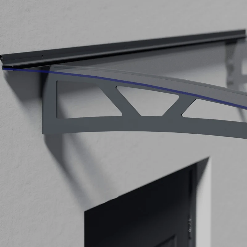 Auvent de porte Altair 150,5 x 91,5 cm – acrylique 4 mm, aluminium, anti UV, gris anthracite