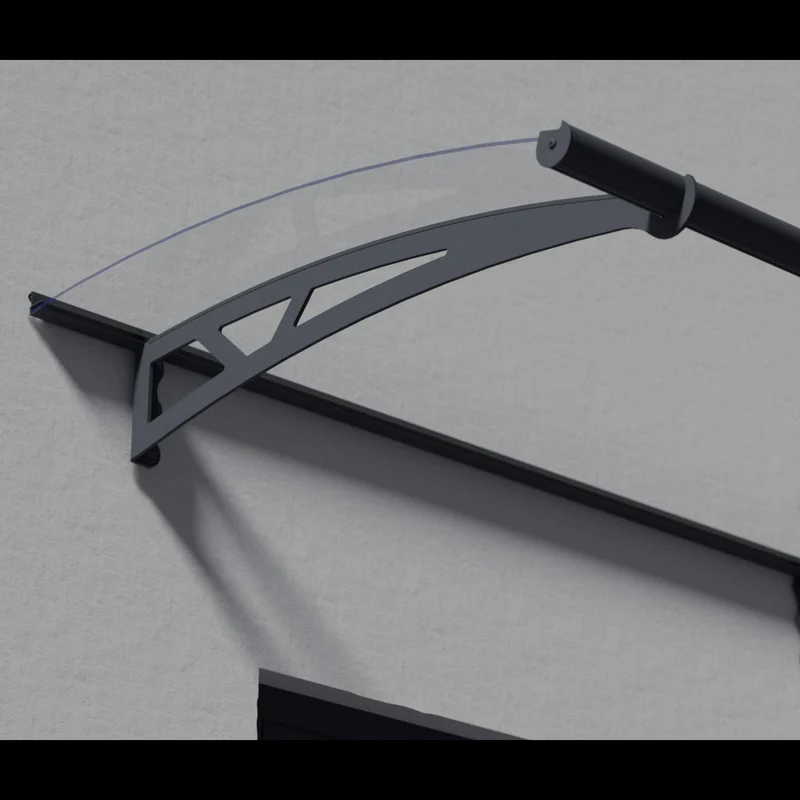 Auvent de porte Altair 150,5 x 91,5 cm – acrylique 4 mm, aluminium, anti UV, gris anthracite