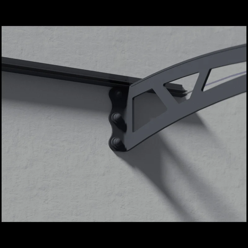 Auvent de porte Altair 150,5 x 91,5 cm – acrylique 4 mm, aluminium, anti UV, gris anthracite