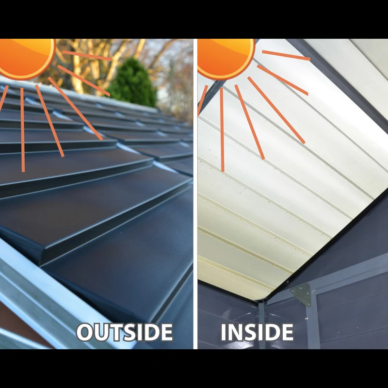 Abri de jardin Skylight 4,2 m² gris 185 x 229 cm – polycarbonate aluminium, anti UV, sans entretien