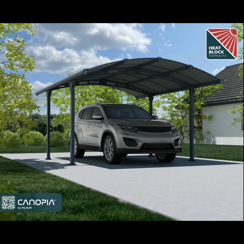 Carport Arcadia 11 m² 3,25 x 2,19 m aluminium anthracite – polycarbonate 6 mm, anti UV, 150 kg/m²