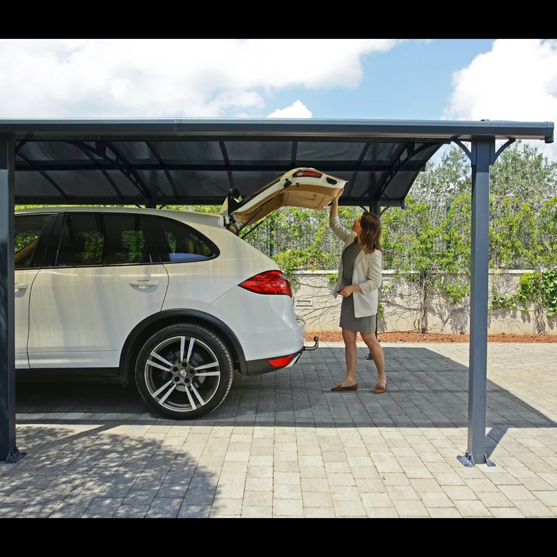 Carport Arcadia 11 m² 3,25 x 2,19 m aluminium anthracite – polycarbonate 6 mm, anti UV, 150 kg/m²