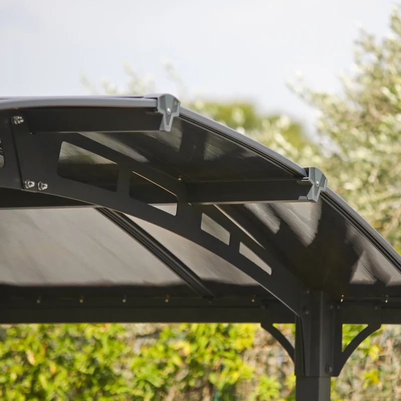 Carport Arcadia 11 m² 3,25 x 2,19 m aluminium anthracite – polycarbonate 6 mm, anti UV, 150 kg/m²