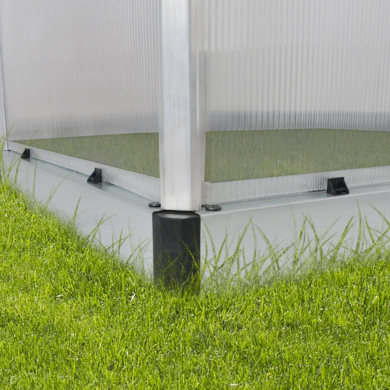 Serre de jardin Mythos 3,4 m² – argent – polycarbonate double paroi, aluminium, base acier, ventilation, montage facile