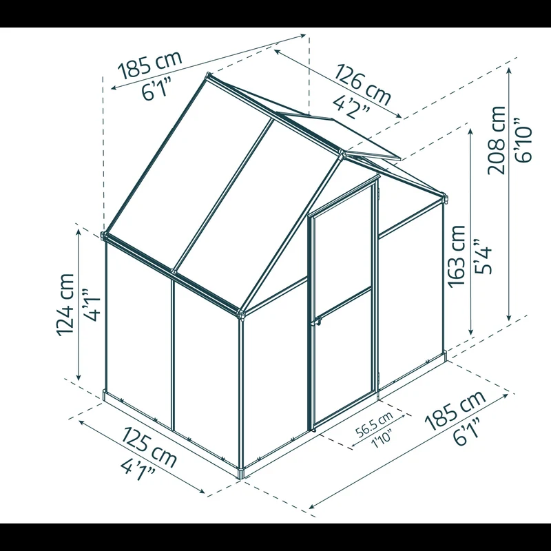 Serre de jardin Mythos 2,3 m² – argent – polycarbonate double paroi, aluminium, base acier, montage facile
