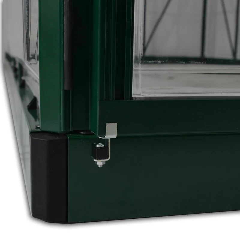 Serre de jardin Hybrid 4,6 m² – vert - polycarbonate double paroi, aluminium, base acier, ventilation, montage facile