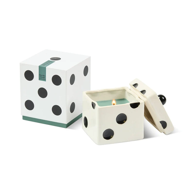 Candela in Cera Ceramica Lucky Dice 283g Verde Misted Lime
