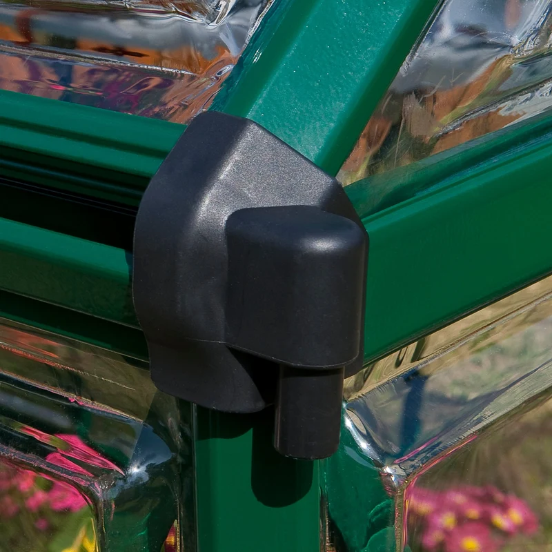 Serre de jardin Harmony 5,7 m² – vert - polycarbonate transparent, aluminium, base acier, ventilation, montage facile
