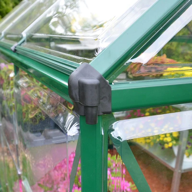 Serre de jardin Harmony 5,7 m² – vert - polycarbonate transparent, aluminium, base acier, ventilation, montage facile
