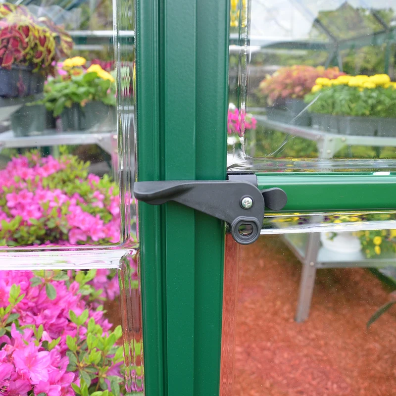 Serre de jardin Harmony 3,4 m² – vert - polycarbonate transparent, aluminium, base acier, ventilation, montage facile