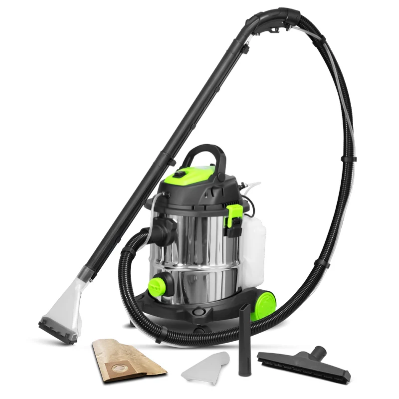 Aspirateur eau et poussière 1400W avec shampouineuse 20L inox