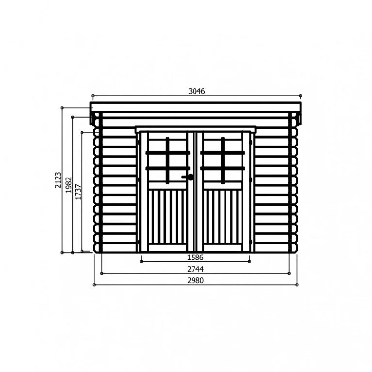 Abri de jardin Riom - 2,98 x 2,38 m - sapin du Nord certifié - toiture plate - double-porte avec fenêtres. -bois imprégné