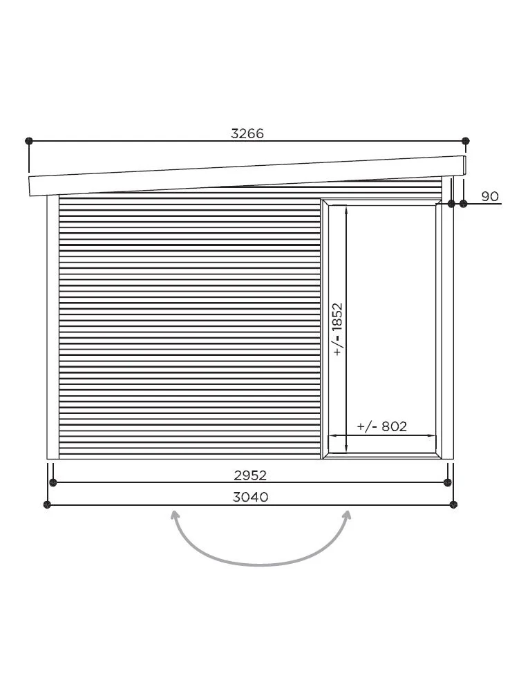Abri de jardin Seda Solid Superia - 3,04 x 3,04 m - sapin du Nord certifié - toiture plate - baie vitrée coulissante - bois imprégné