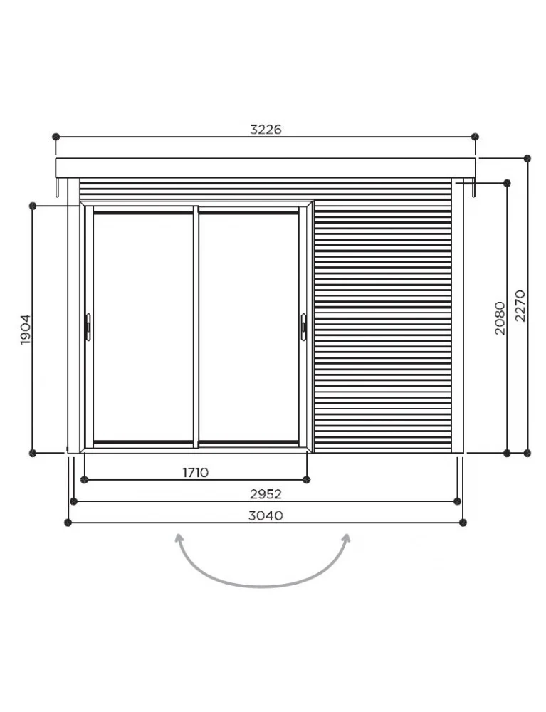 Abri de jardin Seda Solid Superia - 3,04 x 3,04 m - sapin du Nord certifié - toiture plate - baie vitrée coulissante - bois imprégné