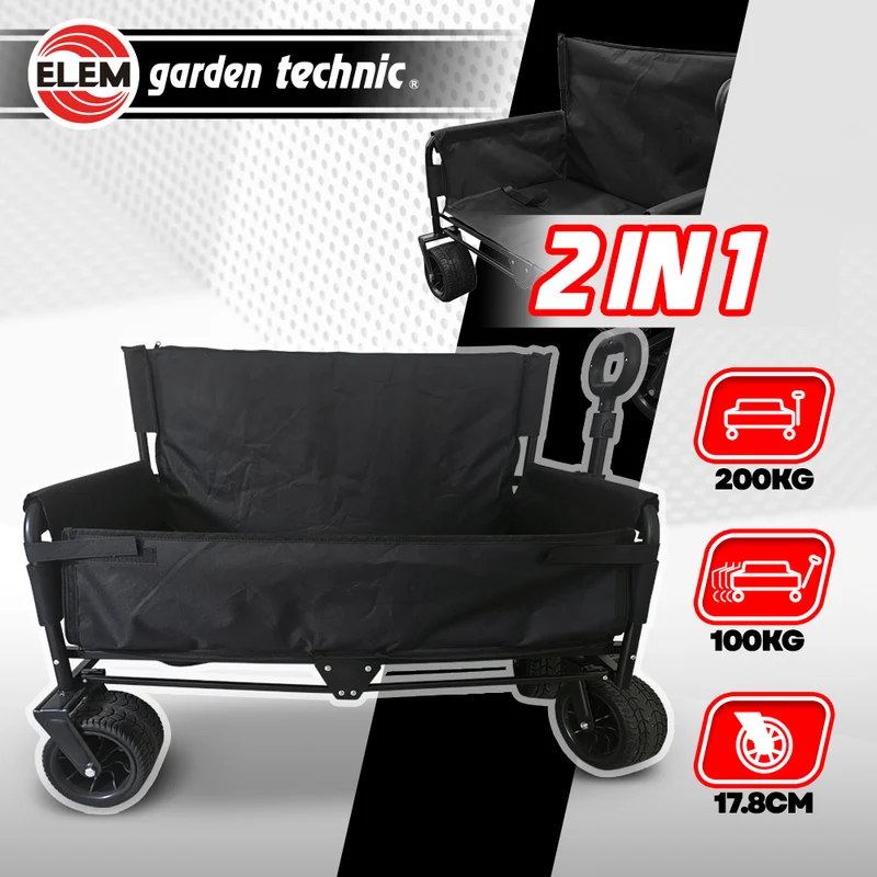 Chariot pliable tout terrain 100 kg – Chariot de transport jardin, plage et camping