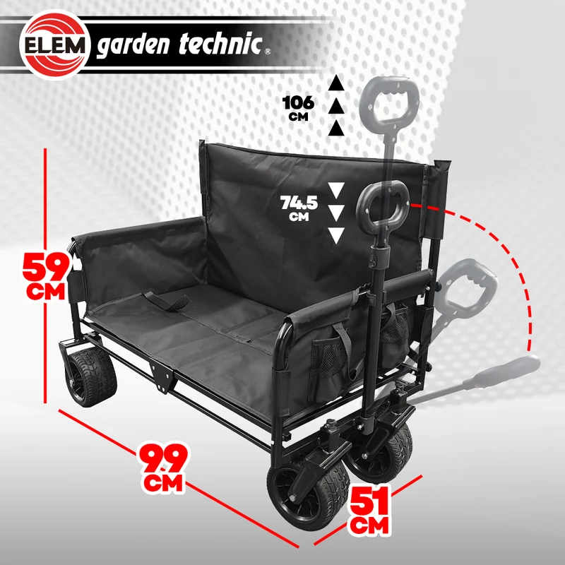 Chariot pliable tout terrain 100 kg – Chariot de transport jardin, plage et camping