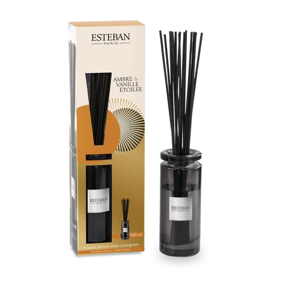 Diffusore a Bastoncini Ambra e Vaniglia Stellare 100 ml Esteban-Paris