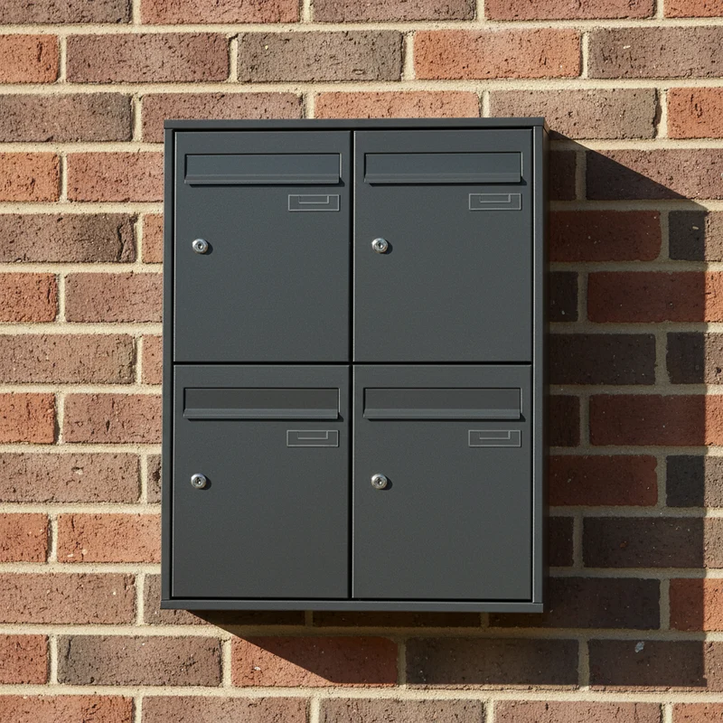 Boîte aux lettres murale multiples noir mat – 4 compartiments – acier inoxydable