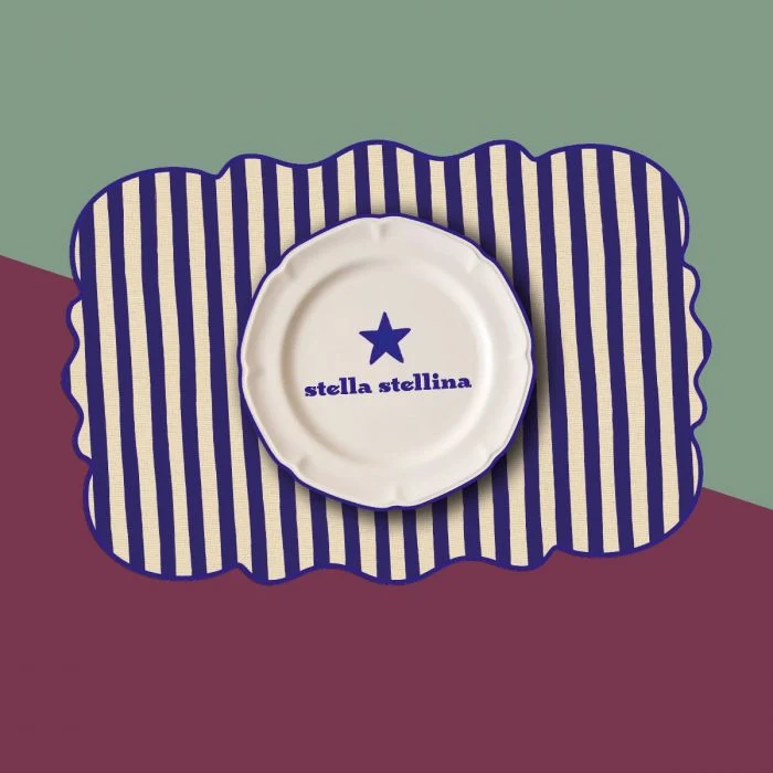 Tovaglietta Sagomata a Righe Blu Stella Stellina 44x30 cm