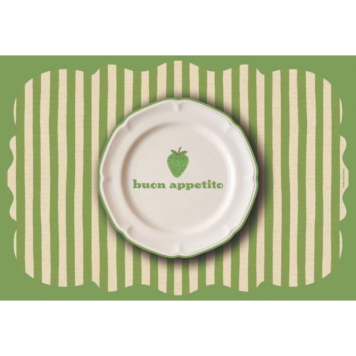 Tovaglietta Americana Sagomata a Righe Buon Appetito Verde 44x30 cm