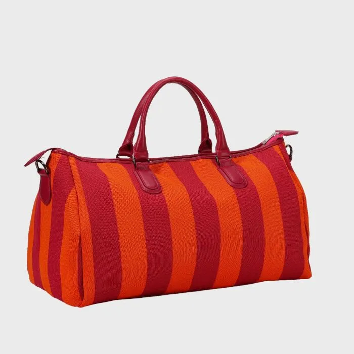 Borsa da Viaggio City Girl Travel Bag a Righe Rosso Arancione