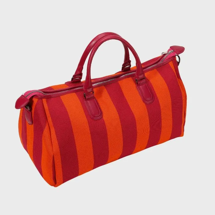 Borsa da Viaggio City Girl Travel Bag a Righe Rosso Arancione