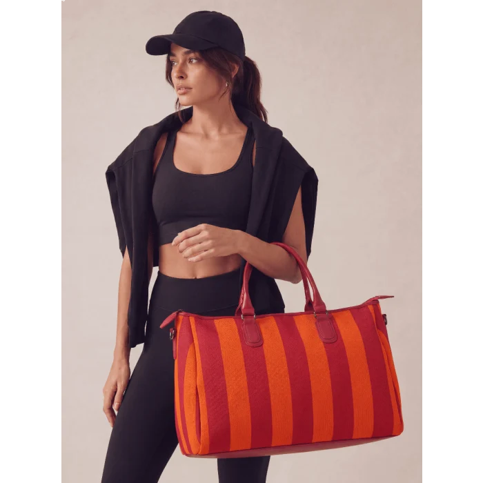 Borsa da Viaggio City Girl Travel Bag a Righe Rosso Arancione